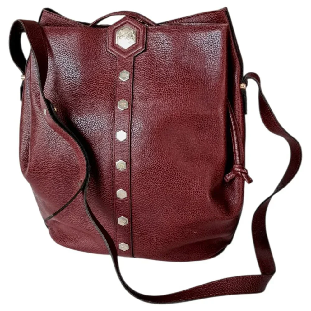 RARE Vintage Revillon French Bucket/Hobo Bordeaux Leather Antique Handbag